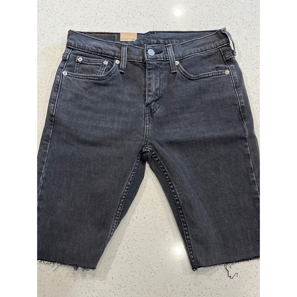 Levis 510 Skinny Fit Denim Shorts Mens 28 Black Cut Off Raw Hem Stretch Jeans